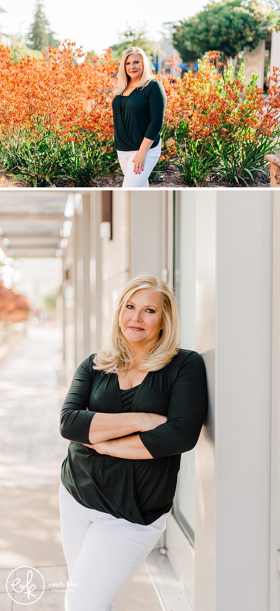 Collage of lifestyle headshots for a female business owner in downtown Mountain View