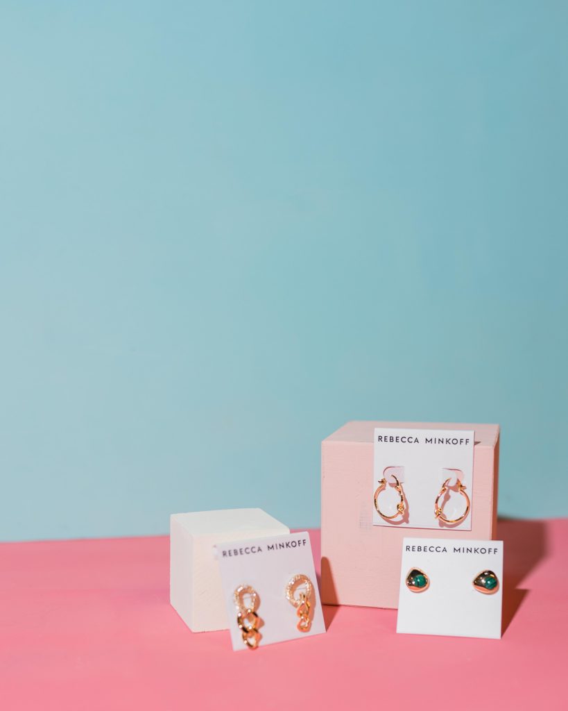 3 pairs of Rebecca Minkoff earrings.