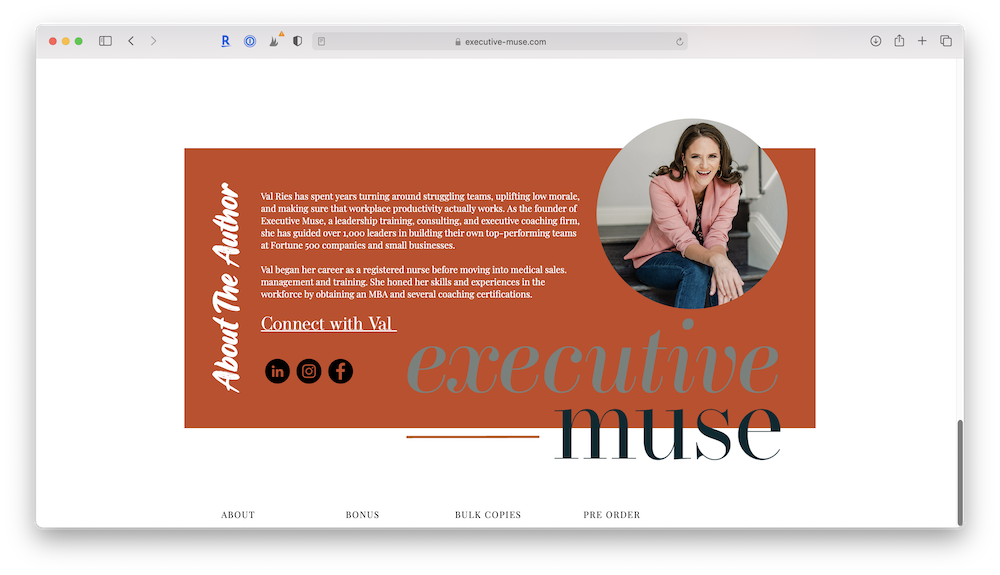Screenshot of the Executive Muse website