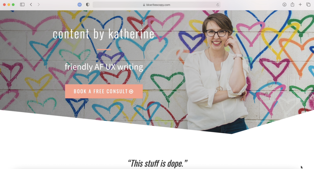 Screenshot of Katherine Karaus' website