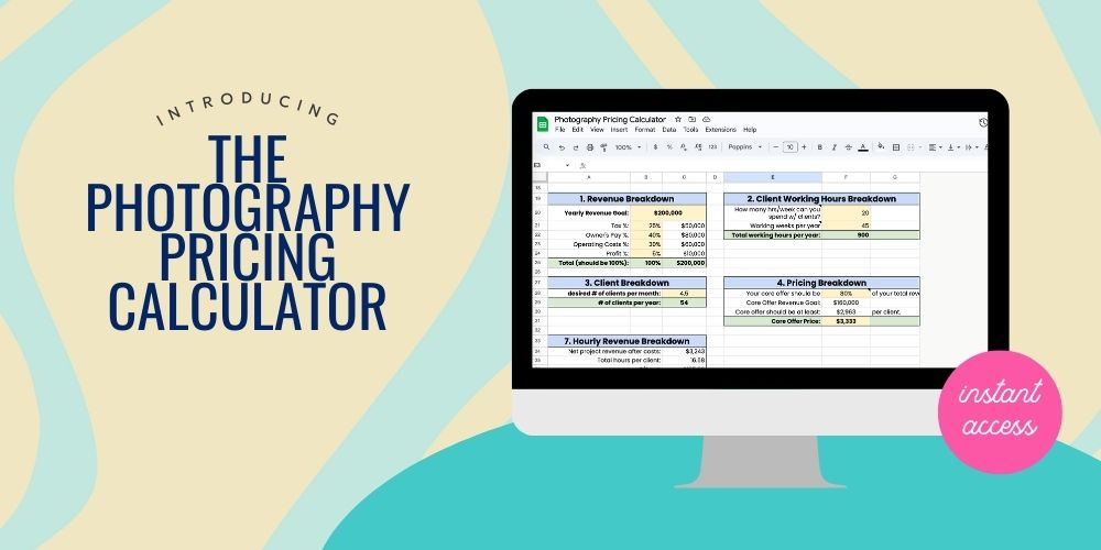 Introducing the photography pricing calculator, image of computer with the photography pricing calculator spreadsheet